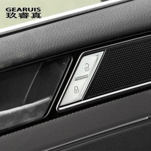Car Styling Door Unlock Switch Buttons Stickers For VW Volkswagen Passat B8 Magotan B8L CC Interior Lock Button Covers Auto Trim