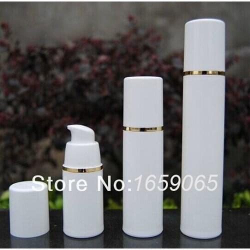50ml white airless vacuum pump lotion bottle with gold Line Cosmetic Container Refillable Bottles