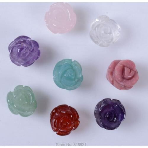 10 pieces/lot ) New 10x8mm Carving Mixed Materials stone Drilled Beads Flower Pendant focal Beads DIY Charms
