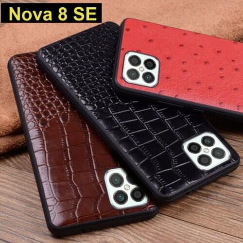 For Huawei Nova 8 SE Case For Huawei Nova 8SE Luxury Genuine Leather back shell Case For Huawei Nova8 se Bag Cover
