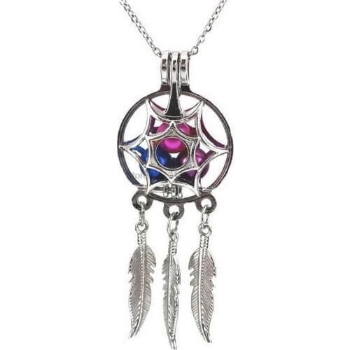 DHL 100pcs Dreamcatcher Feather Necklace Pregnancy bola Cage fit Chime Ball & 45cm lenth Chain for Pregnant Women Scarf