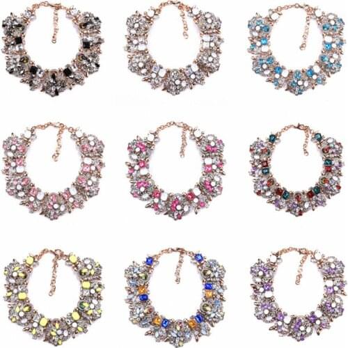 Personality Necklace Exaggeration Luxury Crystal Rhinestone Block Fashion Necklace
