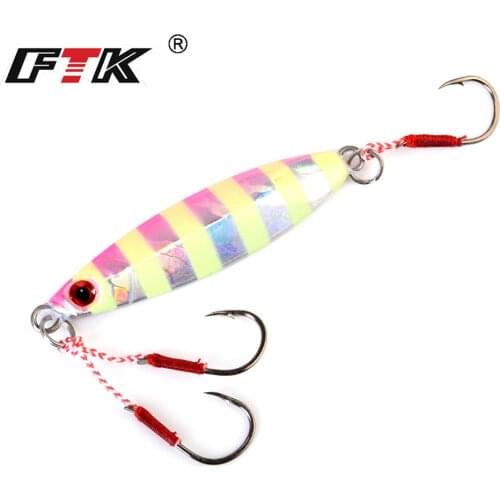 FTK New SLOWER OVAL Metal Slow Jig Cast Spoon 20G 30G 50G 7 color Artificial Bait Shore Fishing Jigging Lead Metal Fishing Lure