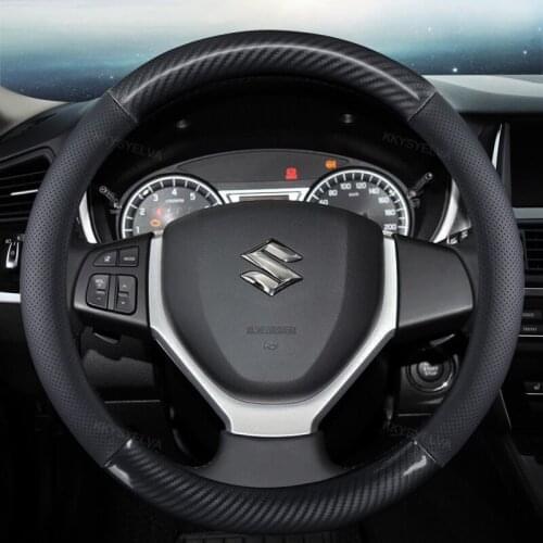 Genuine Leather Car Steering Wheel Cover 15 inch/38cm for Suzuki Swift Grand Vitara Ertiga SX4 Alto Ciaz Dzire APV S-Cross Ignis