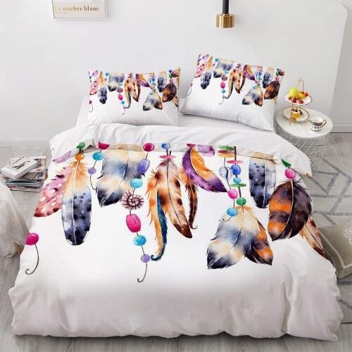 Feather Duvet Set Luxury 3D Design Dreamcatcher Bedding Sets Colorful Comforter Quilt Cover Queen King Size Home Textile