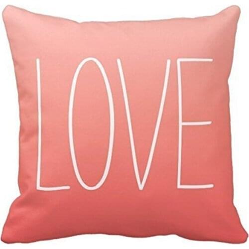 Coral Pink Ombr Love Pillow Decorative Throw Pillowcase Cushion Case 18 X 18