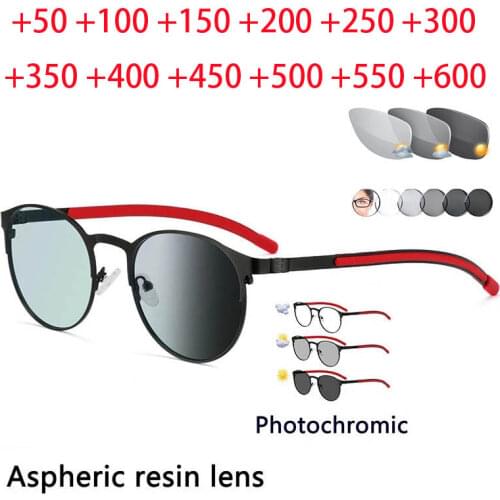 Round Retro Design Photochromic Reading Glasses Men Women Hyperopia Diopters Presbyopia Outdoor Eyewear +0.25 +1.0 +1.5 +2 To +4