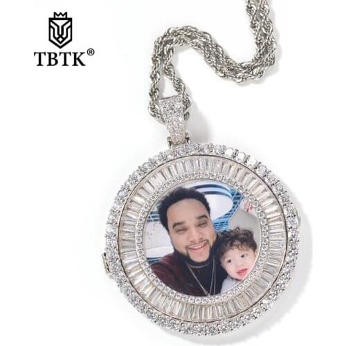TBTK Cuban Zirconia Custom Made Circle Photo Medallions Pendant Necklace & Pendant Gold Color Best Gifts Jewelry Drop shipping