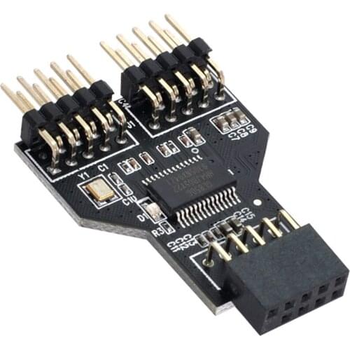 Desktop Motherboard 9pin USB 2.0 Header 1 to 2 Female Extension HUB Connector Adapter Port Multilier