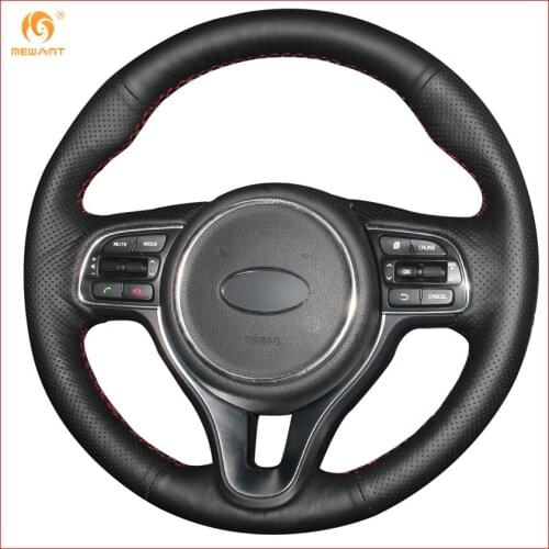 MEWANT Black Artificial Leather Car Steering Wheel Cover for Kia K5 2016 2017 Sportage 4 KX5 2016 2017 Interior Accessories