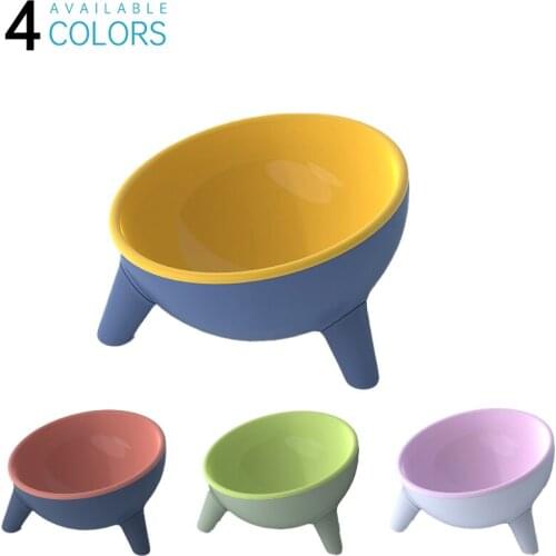 Color Ceramic Cat Feeding Bowl Drinking Fountain Pet Feeder Tilting Neck Guard Feeding Anti-Overturning Dog Feeder Comedero Gato
