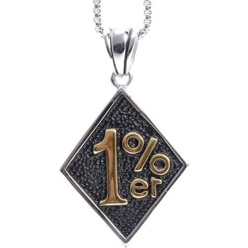 Silver color Gold color Men 1%er One Percenter Outlaw Biker Motorcycle Club Stainless Steel Pendant