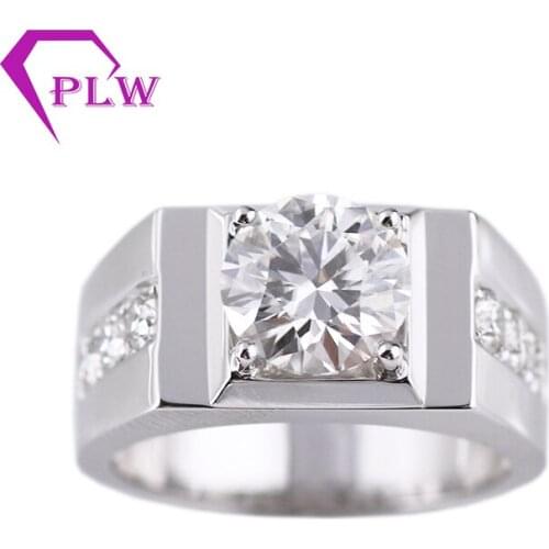 14K White Gold Main Stone 3ct 9mm Side 3mm D Color Moissanite Diamond men Ring Engagement Ring from Provence Jewelry