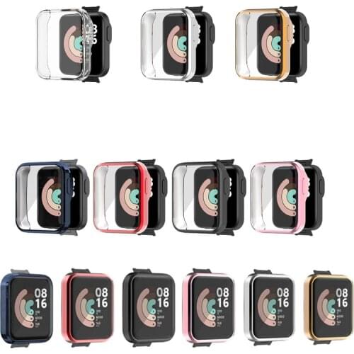 TPU Soft Full LCD Screen Glass Protector Case Shell Edge Frame For Xiaomi Mi Watch Lite Band Protective Bumper Cover Protection