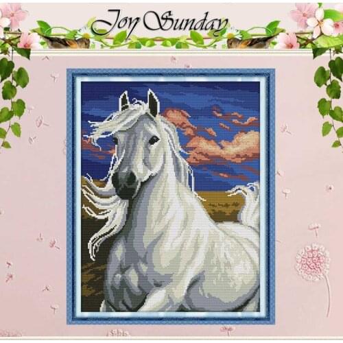 White Horse Animals Patterns Counted 11CT 14CT Cross Stitch Sets DIY Wholesale Cross-stitch Kit Embroidery Needlework Home Decor