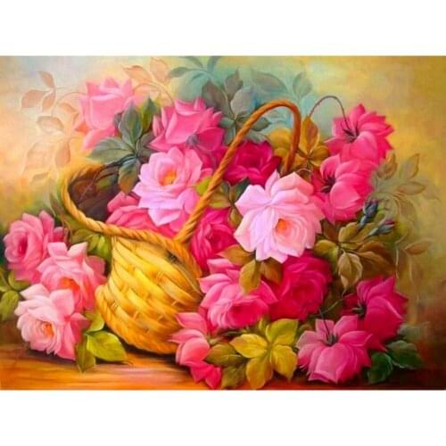 New arrival rose flowers bbasketball DIY Crystal full drill square 5D diamond painting cross stitch kit mosaic round rhinestone