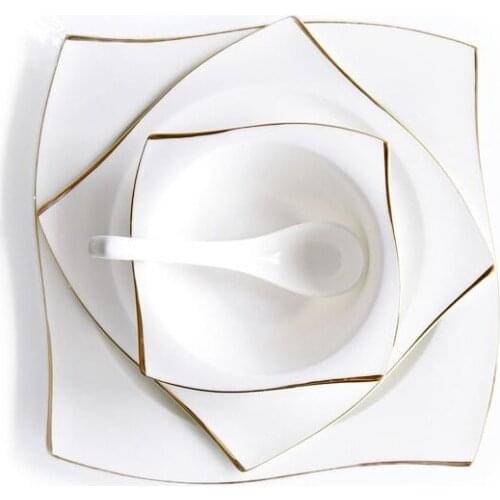 4 Pcs Ceramic Bowl Dish Set Bone Porcelain Tableware Creative Phnom Penh Dishes & Platesset Square Plates kitchen Dinnerware