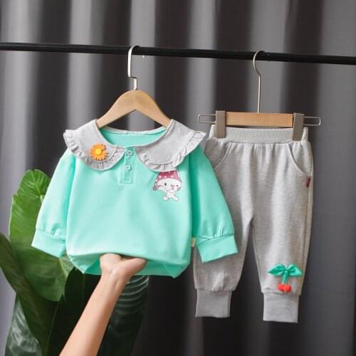 New Autumn Baby Girls Clothes Children Fashion Cotton Cartoon T-Shirt Pants 2Pcs/sets Toddler Sports Costume Kids Tracksuits