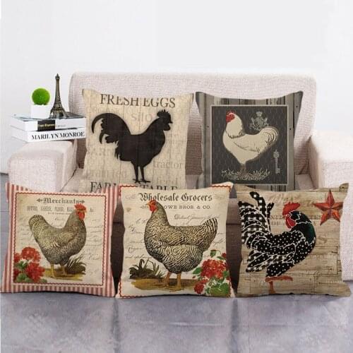 Wholesale 45cm*45cm Zodiac chicken pattern Linen/Cotton Throw Pillow Covers Couch Cushion Cover Home Decor Pillowcase