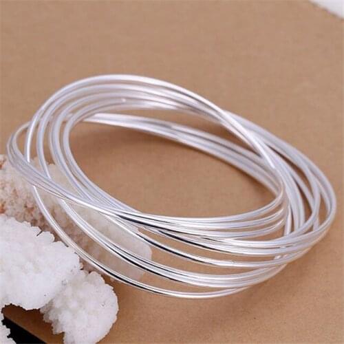 Wholesale Silver Color Bangle Free Shipping Factory Price 925 New Arrival Fashion Jewelry Ten Ring Bangle KN-B084 /aglaixsa