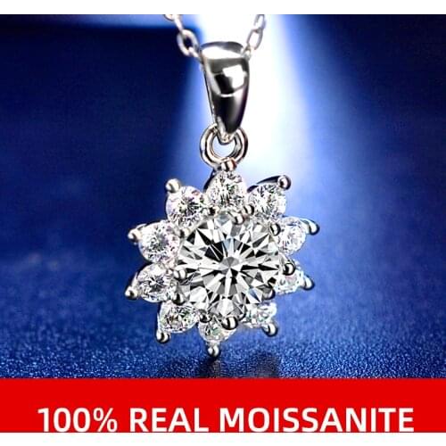 NYMPH Moissanite Dimond 1.0ct D color round 925 sterling silver necklace, exquisite jewelry, for women’s birthday gifts