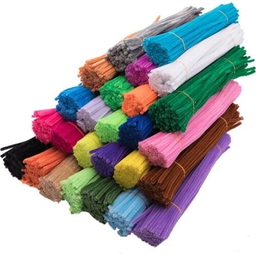 100Pcs/lot Velvet Wired Sticks Childrens Day Handmade DIY Material Kindergarten Educational Toys Twisting Stick Kids DIY Crafts