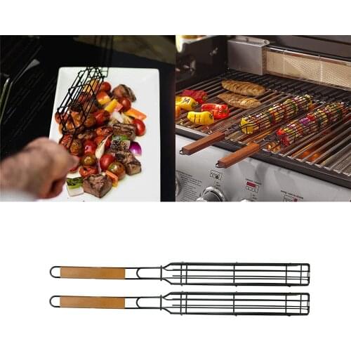 Outdoor barbecue utensils Portable BBQ Grilling Basket Stainless Steel Nonstick Barbecue Grill Tools Grill Mesh for Barbecue