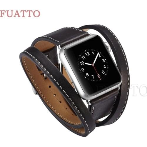 Long Leather Band for apple watch 6 Series5 4 3 2 38mm 42mm 44mm 40mm Double Tour Bracelet Leather Strap for Iwatch Smart Watch