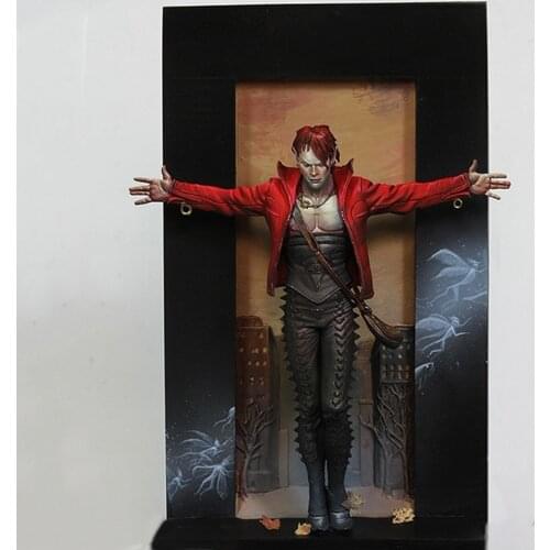 Self-assembled New Unassembled 1/24 ancient man stand with wall Resin Figure Unpainted Model Kit