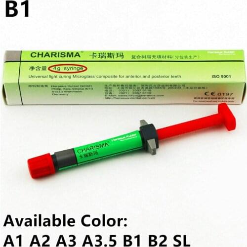 B1 Teeth Whitening Dental Light Cure Composite Resin Universal Syringe 4g ShadeB1 Heraeus Charisma Foam Pad Tool