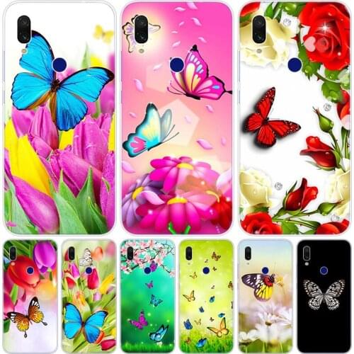 Colorful butterfly Flowers Silicone Case for Xiaomi Redmi K20 5X 6X Play A1 A2 8 Lite 7A 6A S2 Y2 Y3 Note 4X 5 6 7 Pro F1 Cover
