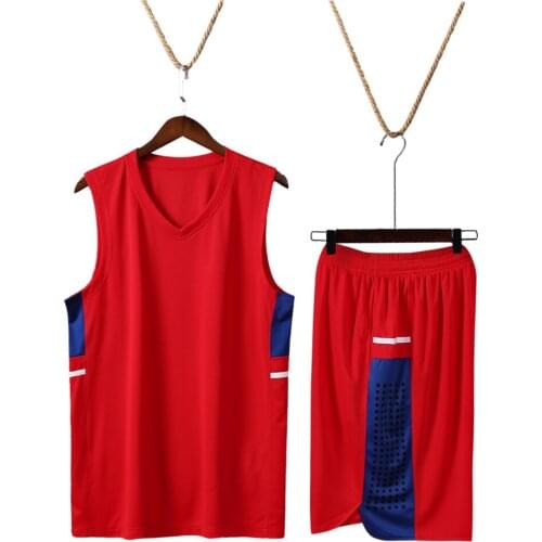 XBFX L008 V Neck Sports Basketball Set Man In Comfortable Polyester Fabric Modern Side Panels Split Joint On Jerseys And Pants