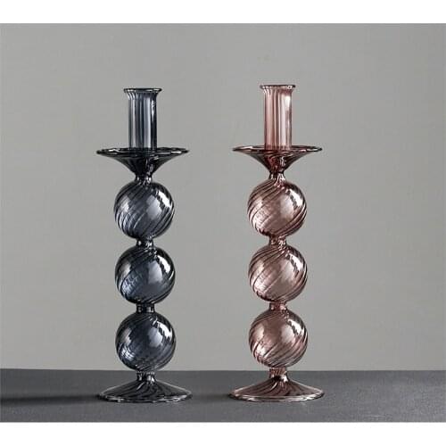 Glass Candle Holder for Wedding Nordic Candle Holders Modern Candle Stand Glass Flower Vase Decorative Candlestick Holder