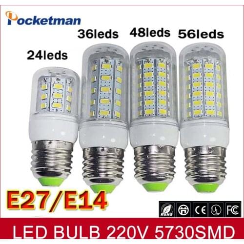 LED Bulb Lamp E27 E14 110/220V SMD5730 24/36/48/69Leds Light Bulbs Lampada LED Diode Lamps Energy Saving Light for Home Dropship