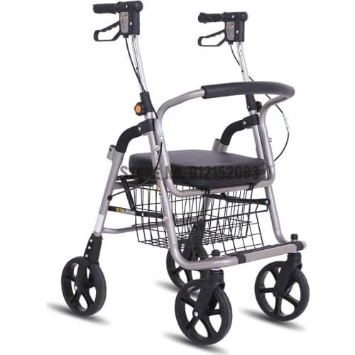 Elderly Shopping Carts Can Sit On Folding Trolleys, Lightweight Aluminum Alloy Elderly Walkers, Walking Sticks, Walkers, Grocery