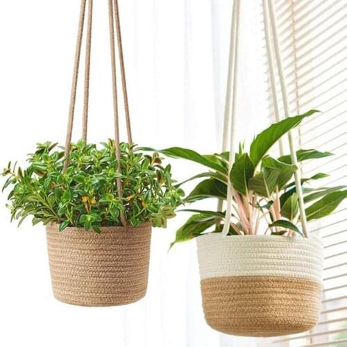 Cotton Rope Wall Hanging Woven Planter Storage Basket Home Garden Ornament