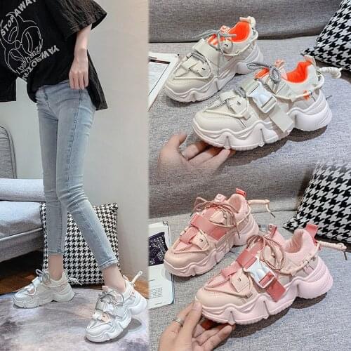 2020 Women Sneakers Vulcanize Breathable Rainbow Color Fashion Casuals Height Increasing Female Chunky Ladies Shoe