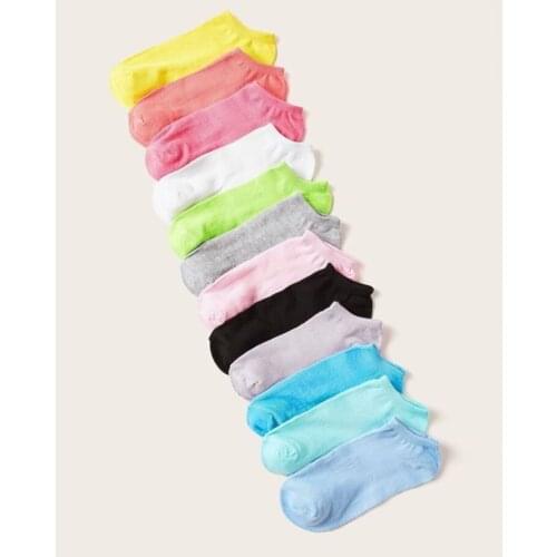 Womens Combed Cotton 10 Double Color Summer Booties Socks