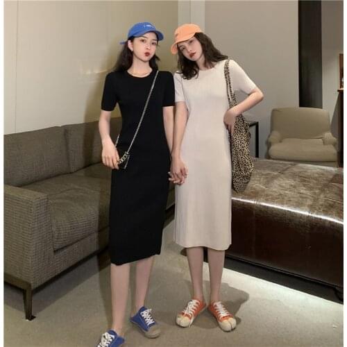 Womens Long Dress Short Sleeve Knit Long Dresses Summer Casual Maxi Dress for Women