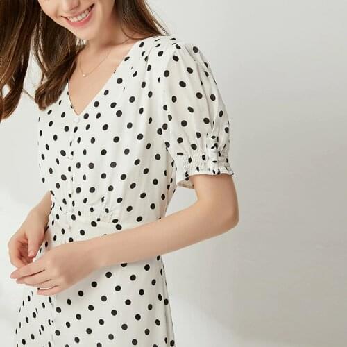 White Navy Print Polka Dot Floral Silk Dresses Women Fashion 2021 Summer Long Casual Sexy Office Work Daily Dress Plus Size Slim