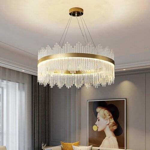 Gold Aluminum Round shape Living room Lights Gorgeous atmosphere Crystal Chandeliers Bedroom Lights Restaurant Lights