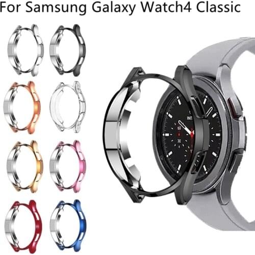 1 Pc Protective Case For -Samsung -Galaxy Watch 4 Classic 42mm 46mm Plating TPU Shell Soft Protector Cover For Watch4 Classic