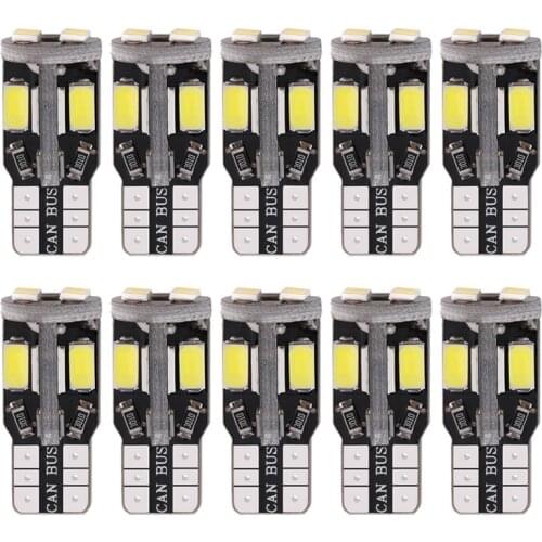 10PCS Canbus T10 W5W 194 Car Led Light 5630 10SMD Car Side Wedge Light Car Interior Bulb Reading Lamp Error Free White Yellow