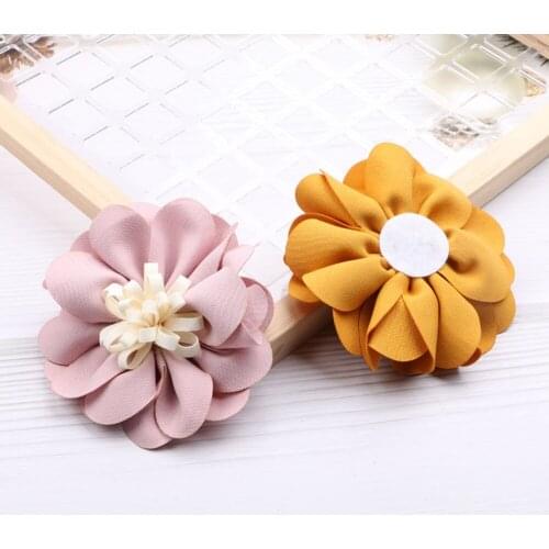 2pcs Handmade Flower Padded Appliques For Craft Clothes Shoes Hat Bag Sewing Supplies DIY Headwear Decor Hair Clip Accessories