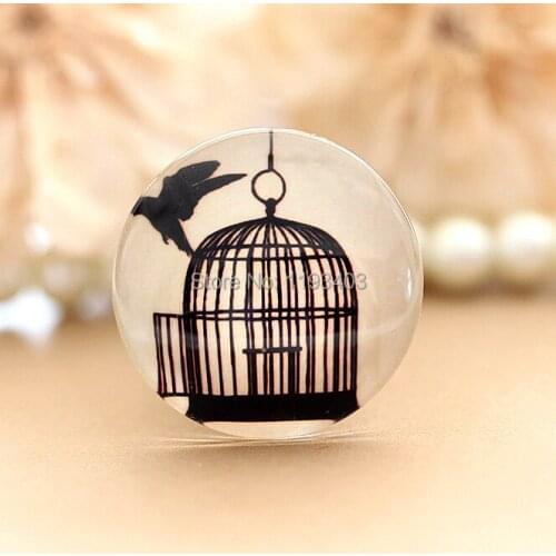 20pcs12mm 20mm 25mm 30mm Round Glass Beads Cabochon DIY For Tray Pendant setting finding-(Bird cage)-(HPGC-2234)