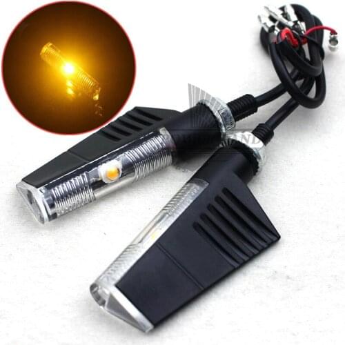 4x Black Metal 10mm Front or Rear Turn Signal Indicator Lights LED Amber Light Clear Lens Blinker Universal Fit For Mototcycle
