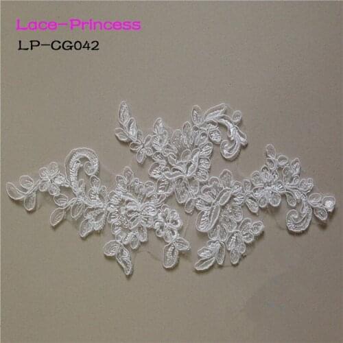 5 pairs 25cm*8cm LP-CG042 DIY lace wedding dress applique accessories bridal headdres white lace collar lace fabric patch