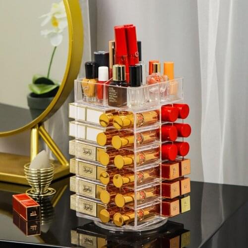 53 Lattices Rotating Lipstick Holder 360 Degree Acrylic Makeup Nail Polish Organizer Lip gloss Storage Case Cosmetics Display