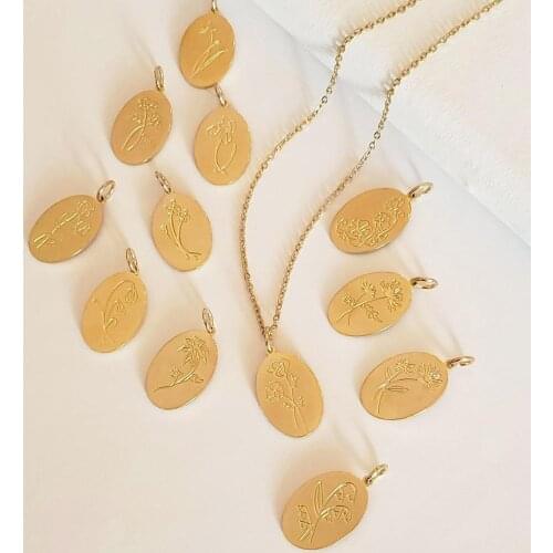 Amaiyllis 18k Gold Birth Flower Necklaces Pendants Handmade Birthday Month Gift For Mom Sister Friend Floral Flower Necklaces