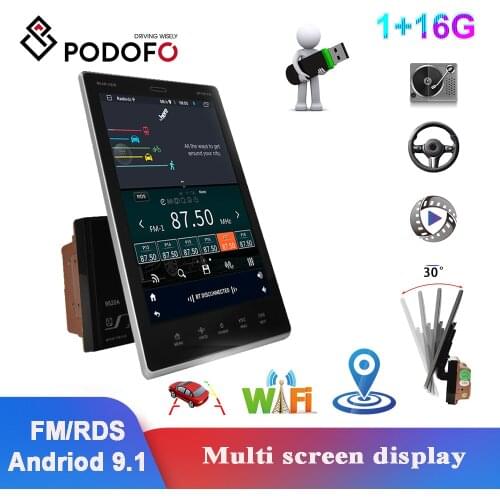 Podofo 2 din Android 9.1 Car Radio 9.5'' Bluetooth WIFI GPS FM RDS 2 Din Car Multimedia Player For Toyota Volkswagen Hyundai Kia